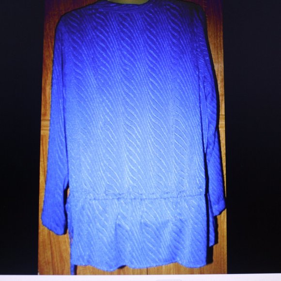 Valorie Stephens Blue LS Blouse Rhinestone Accents Sz 2X - Picture 5 of 6